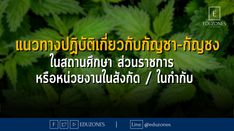 กระทรวงศึกษาธิการประกาศแนวทางปฏิบัติเกี่ยวกับกัญชาหรือกัญชงในสถานศึกษา ส่วนราชการ หรือหน่วยงานในสังกัดและในกำกับ