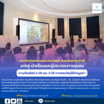 คณะศิลปกรรมศาสตร์ มทร.ธัญบุรี ถ่ายทอดองค์ความรู้งานทัศนศิลป์ 2 มิติ และ 3 มิติ จากเศษวัสดุให้เกิดมูลค่า แก่ครู นักเรียนและผู้ประกอบการชุมชน